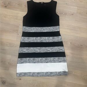 Tommy Hilfiger Black and Gray Striped Mini Dress